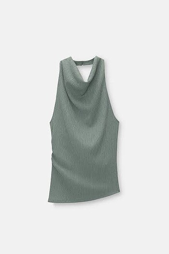 s Beden haki Renk Pull & Bear Halter Yaka Bluz
