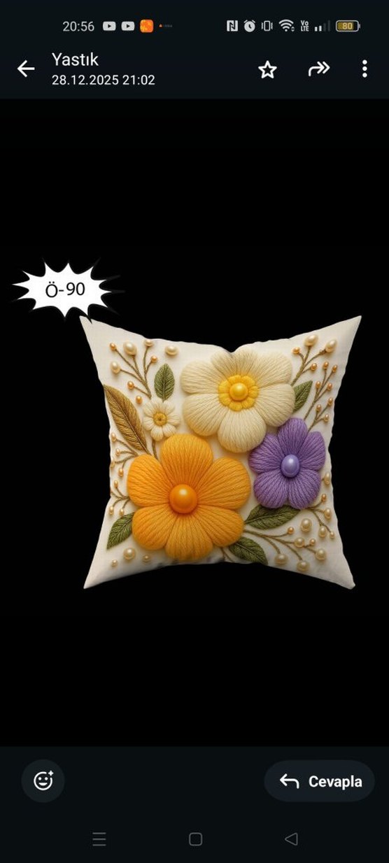 Renkli Çiçek Desenli Dekoratif Yastık - Görsel 2