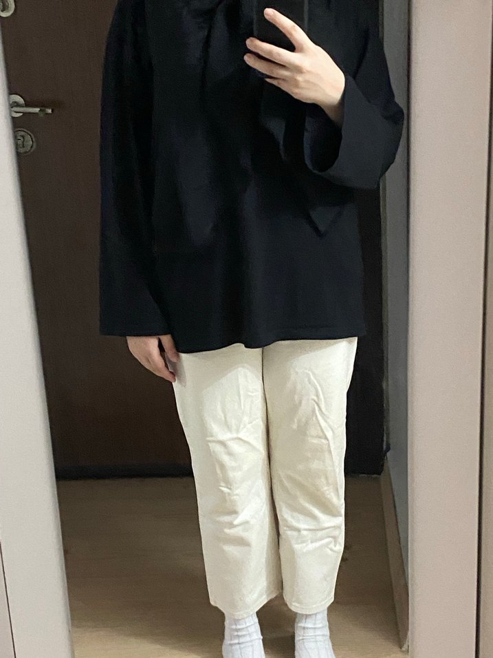 Krem Kadın Midi Boy Düz Kesim Pantolon 40 beden uyumlu - Görsel 3