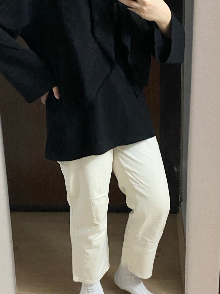 Krem Kadın Midi Boy Düz Kesim Pantolon 40 beden uyumlu - Görsel 2