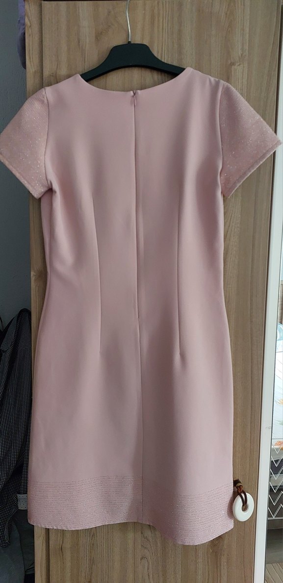 Pembe Kısa Kollu Midi Elbise - Görsel 4