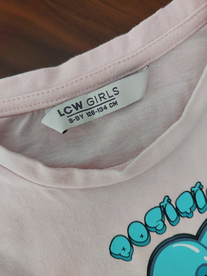 Kızlar için Pastel Pembe Rahat Kesim Pantolon ve crop - Görsel 3