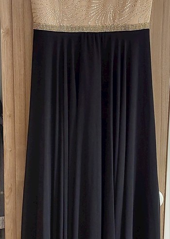 Bej Parlak Uzun Abiye Elbise - Görsel 2