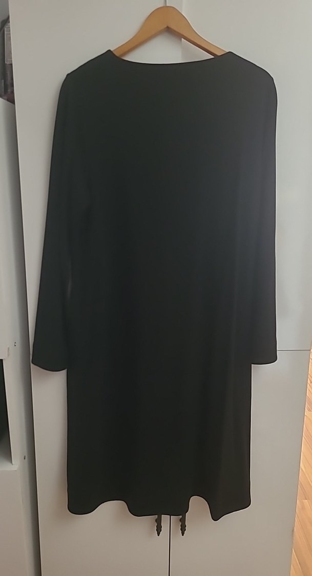 Siyah Kadın Midi Uzun Kollu Salaş Elbise - Görsel 3