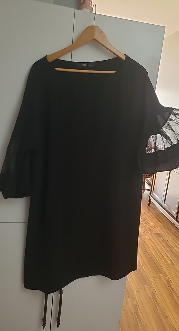 Siyah Kayık  Yaka Kadın Midi Elbise - Görsel 2