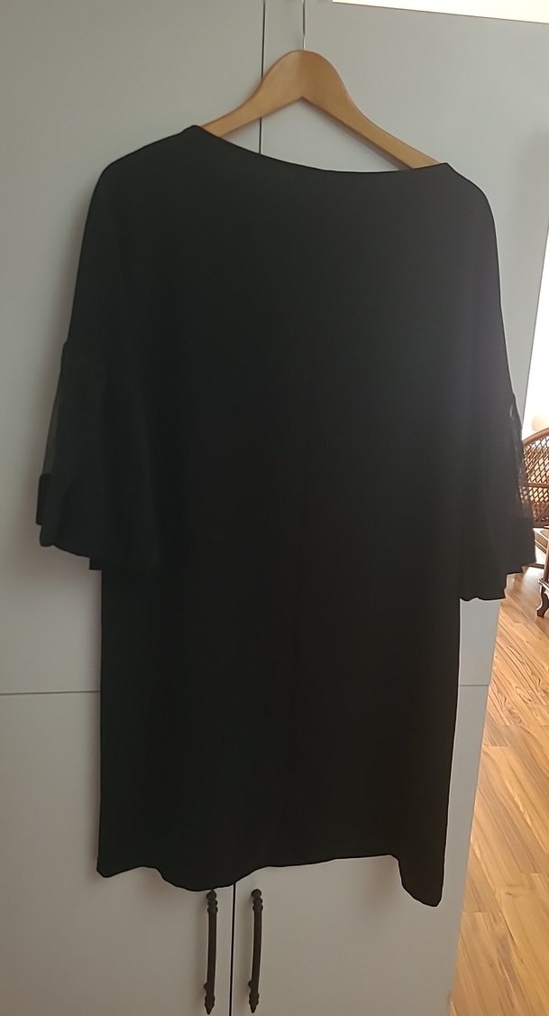 Siyah Kayık  Yaka Kadın Midi Elbise - Görsel 4