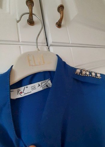 Diğer Düğmeli Lacivert Denim Kadın Gömlek
