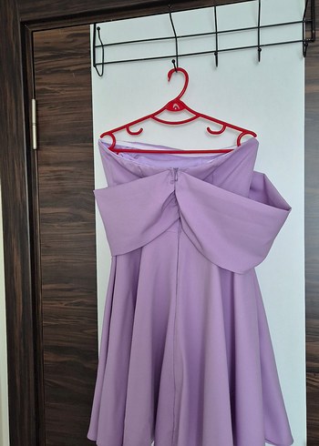 Lila Straplez Kısa Kadın Elbise - Görsel 3