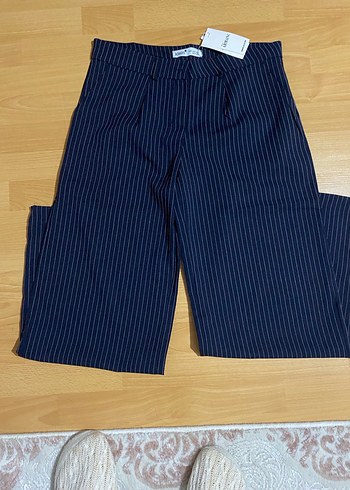 m Beden Lacivert Çizgili Kadın Denim Pantolon