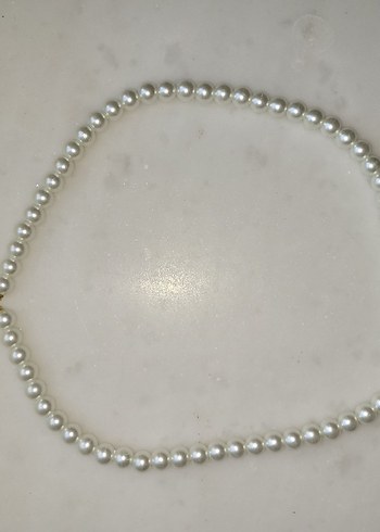 Beyaz İnci Boncuk Kolye - Görsel 2