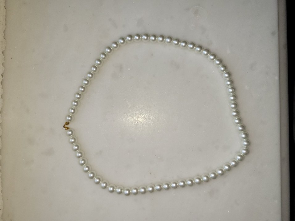 Beyaz İnci Boncuk Kolye - Görsel 2