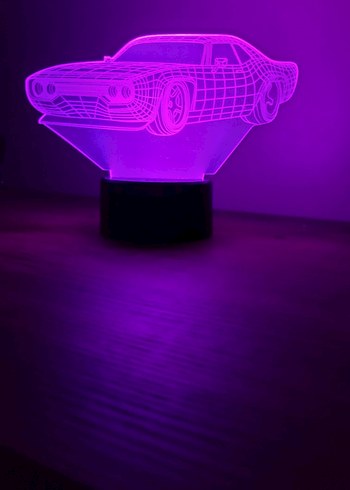 Siyah LED Araba Figürlü Masa Lambası - Görsel 5