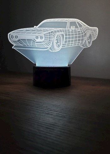 Siyah LED Araba Figürlü Masa Lambası - Görsel 8