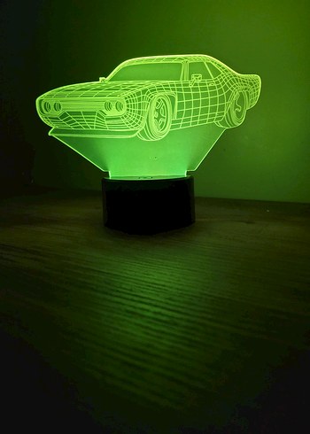 Siyah LED Araba Figürlü Masa Lambası - Görsel 2