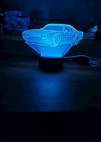 Gri Araba Tasarımlı 3D LED Lamba - Görsel 9