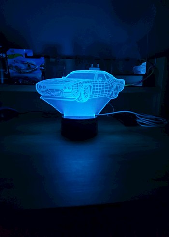 Gri Araba Tasarımlı 3D LED Lamba - Görsel 7
