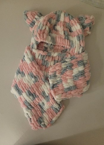 Çocuklar için Çok Renkli Örgü Bere ve Boyunluk - Görsel 4