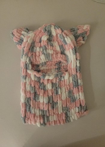 Çocuklar için Çok Renkli Örgü Bere ve Boyunluk - Görsel 7