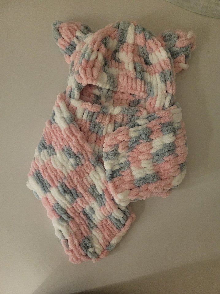 Çocuklar için Çok Renkli Örgü Bere ve Boyunluk - Görsel 4