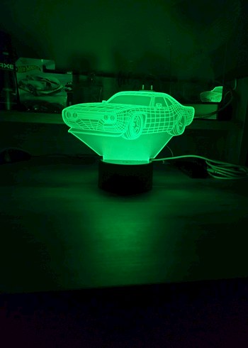 Kırmızı 3D Araba Tasarımlı Gece Lambası - Görsel 2