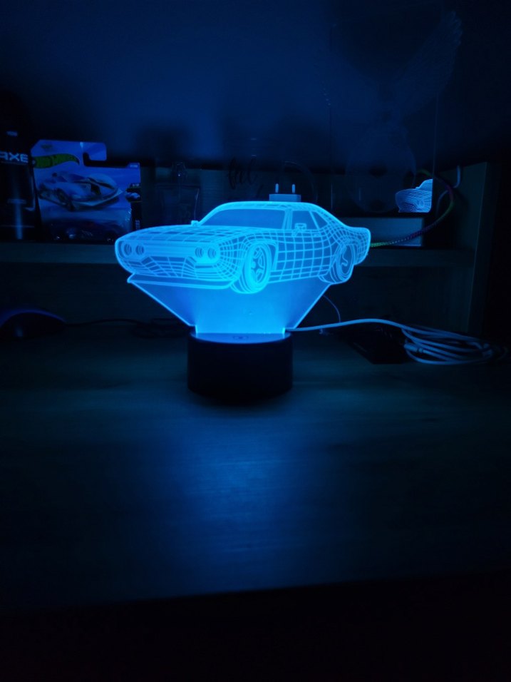 Kırmızı 3D Araba Tasarımlı Gece Lambası - Görsel 5