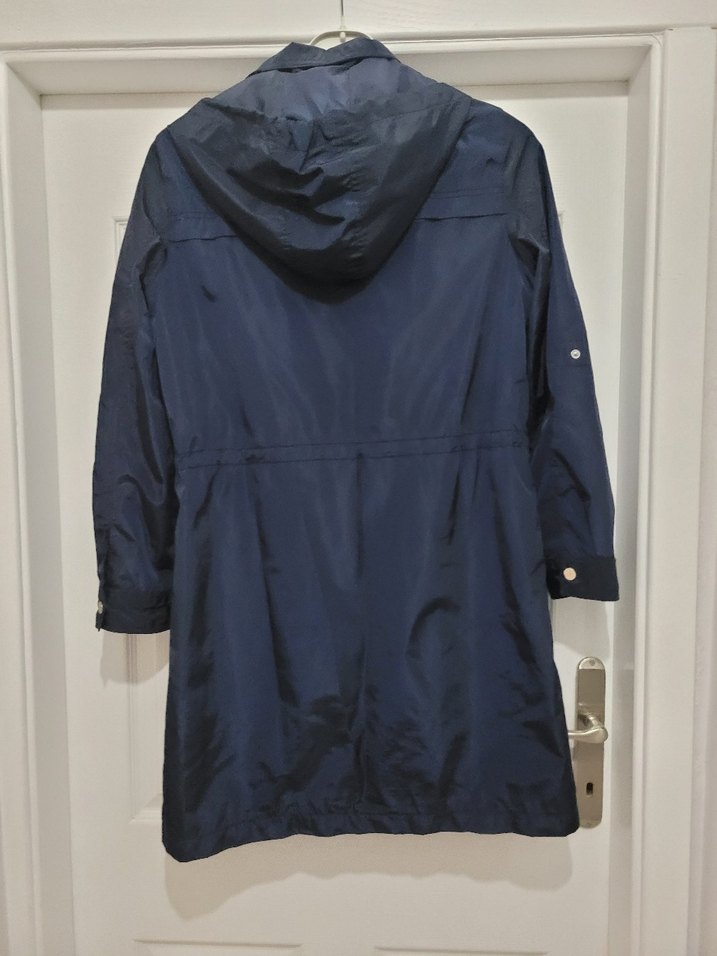 Parlak Lacivert Uzun Kadın Yağmurluk - Görsel 3