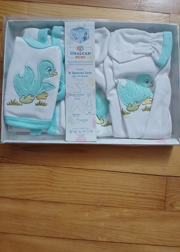 Mavi Örme Bebek Hastane Kıyafeti Seti