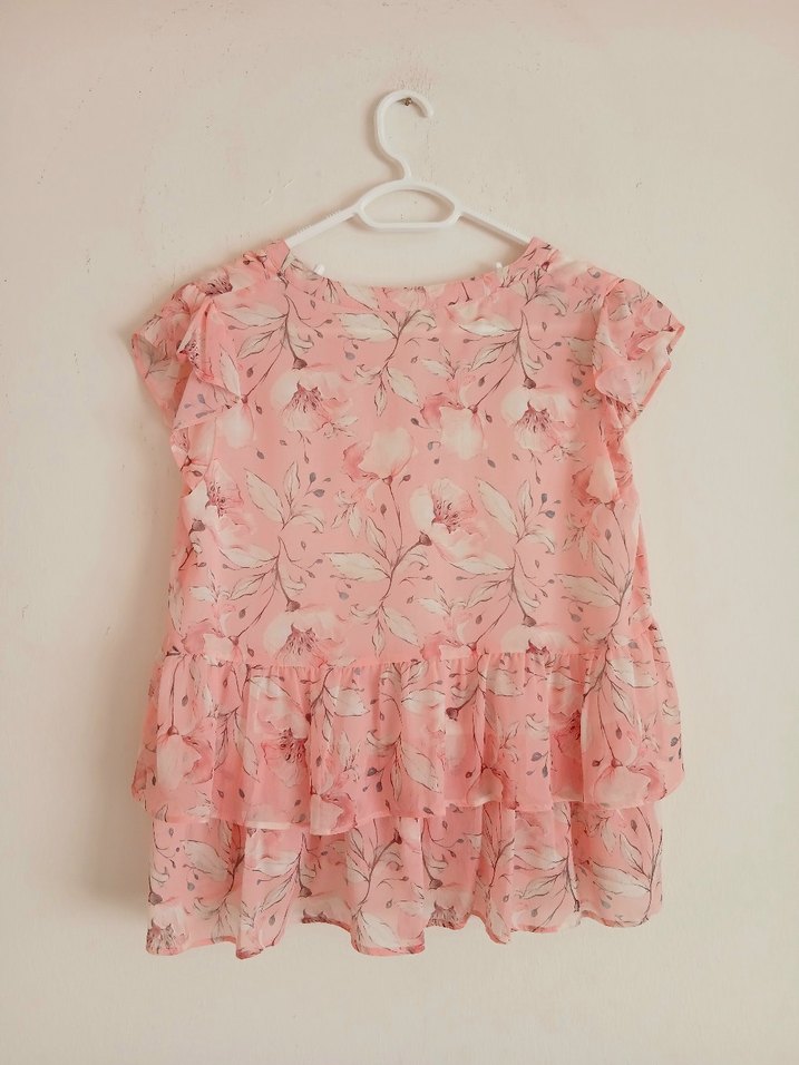 Çiçekli Pembe Bluz - Görsel 2