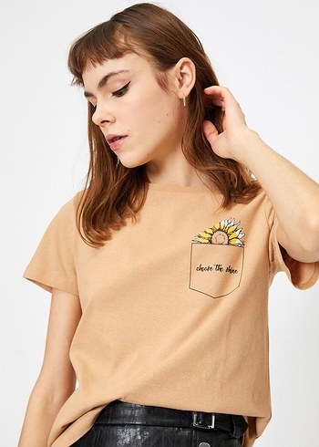 Koton Bej Tişört - Görsel 3