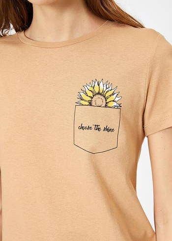 Koton Bej Tişört - Görsel 4