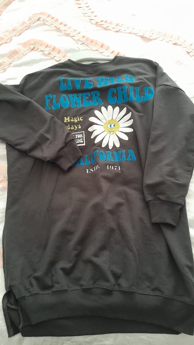 Siyah Baskılı Kadın Sweatshirt - Görsel 2