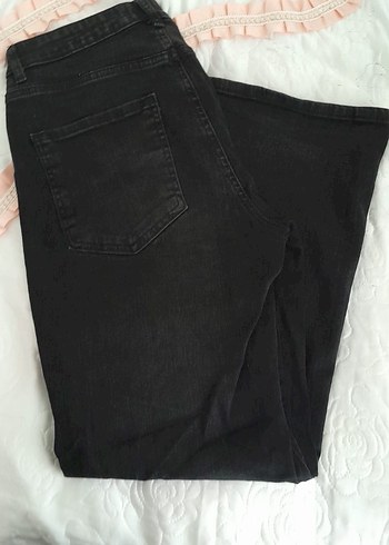 Kadın Siyah Midi Boy Bol Kesim Kot Pantolon - Görsel 4