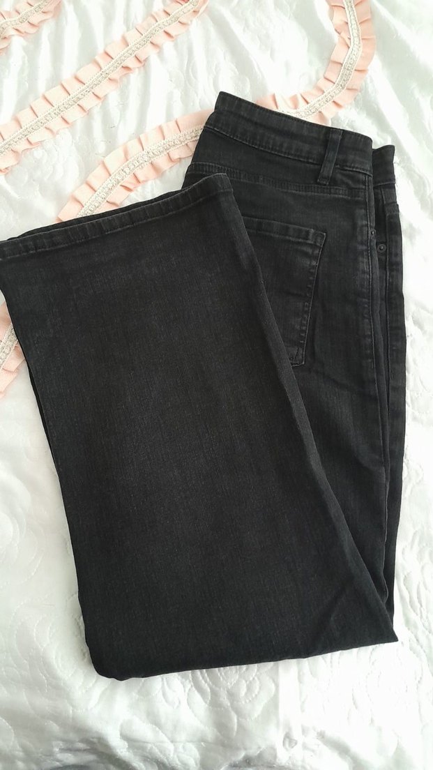 Kadın Siyah Midi Boy Bol Kesim Kot Pantolon - Görsel 3