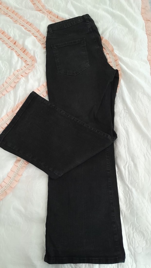 Kadın Siyah Midi Boy Bol Kesim Kot Pantolon - Görsel 5