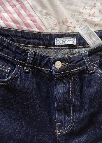 Kadın Lacivert Bol Kesim Midi Kot Pantolon - Görsel 3