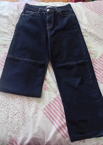 Kadın Lacivert Bol Kesim Midi Kot Pantolon - Görsel 2