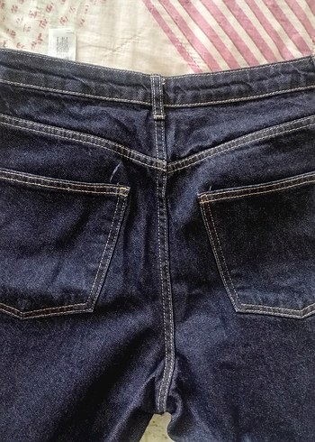 Kadın Lacivert Bol Kesim Midi Kot Pantolon - Görsel 4