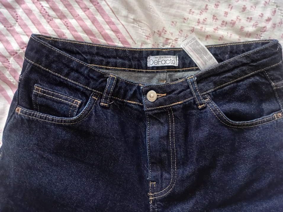 Kadın Lacivert Bol Kesim Midi Kot Pantolon - Görsel 3