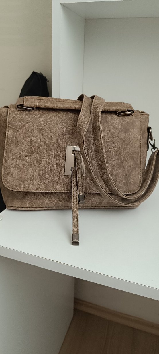 zara Bej Süet Tokalı Kadın Çanta - Görsel 5