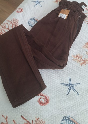 Diğer Kahverengi Bağlamalı Loose Fit Midi Kot