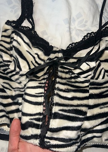 Zebra Desenli dantelli büstiyer korse - Görsel 3