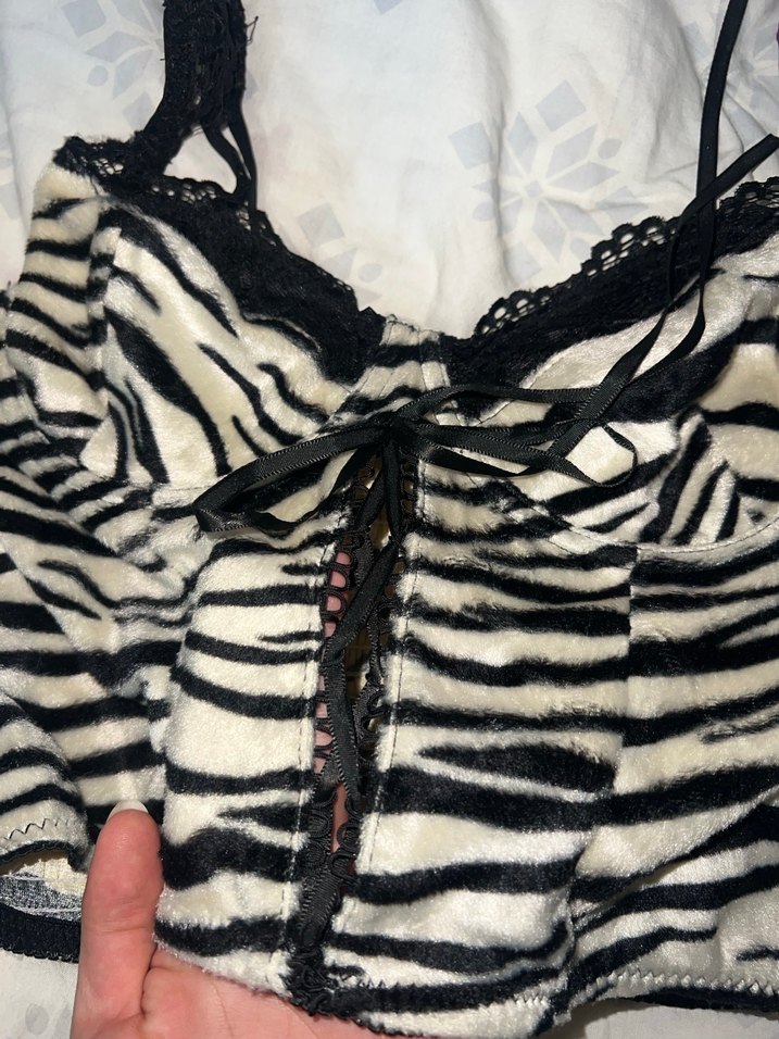 Zebra Desenli dantelli büstiyer korse - Görsel 3