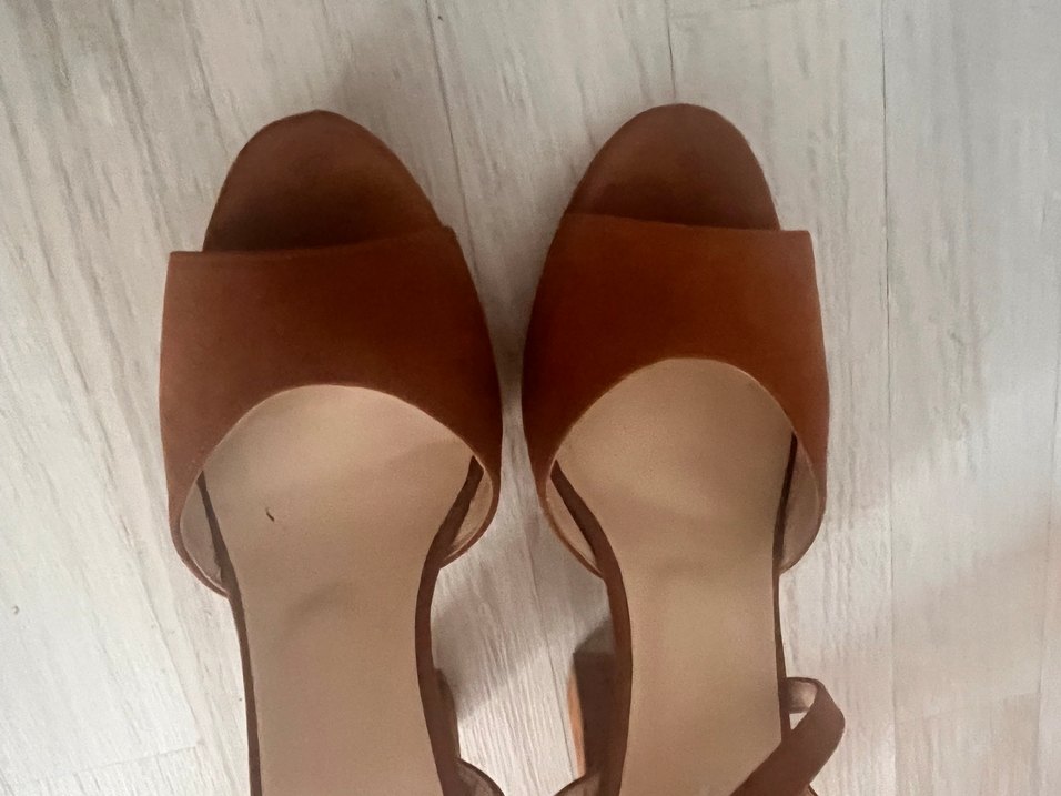 Bej Deri Platform Topuklu Kadın Ayakkabı - Görsel 4