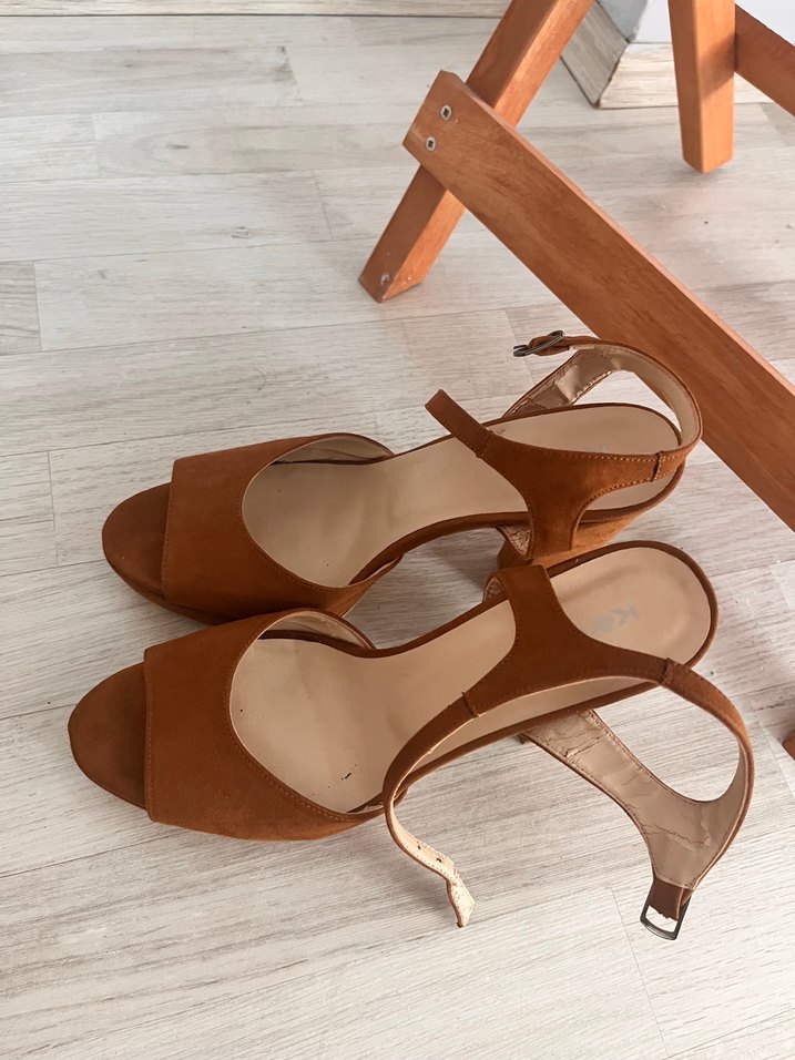 Bej Deri Platform Topuklu Kadın Ayakkabı - Görsel 3