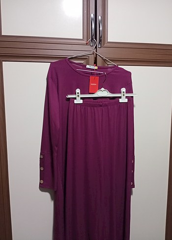 Mor Düğmeli Uzun Kollu İKİLİ TAKIM - Görsel 2