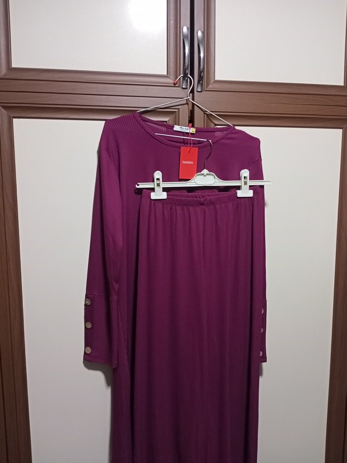 Mor Düğmeli Uzun Kollu İKİLİ TAKIM - Görsel 2