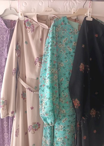 Desenli, V Yaka, Uzun, Salaş Bohem Elbise - Görsel 3