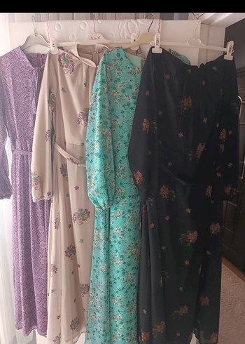 Desenli, V Yaka, Uzun, Salaş Bohem Elbise - Görsel 2