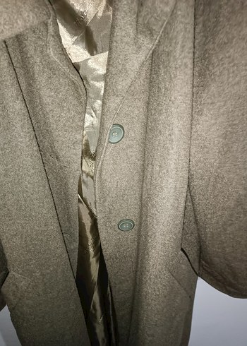 Düğmeli yeşil kaşe kaban 125 cm uzun 38 46 bedene kadar uyumlu - Görsel 4