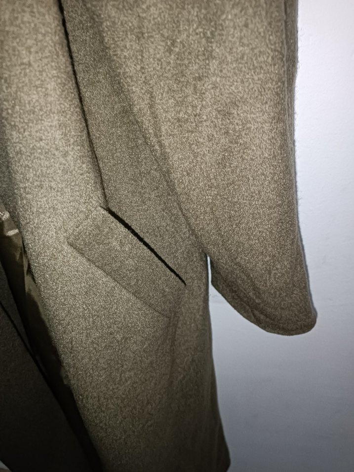 Düğmeli yeşil kaşe kaban 125 cm uzun 38 46 bedene kadar uyumlu - Görsel 3